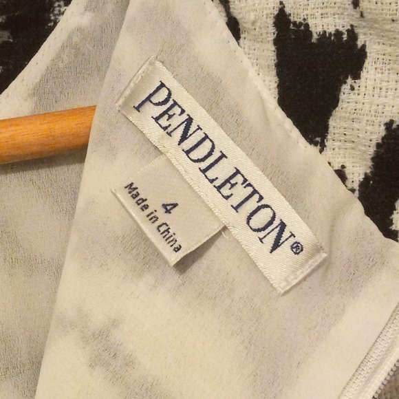 Pendleton Half Zip Dress Black & White GUC Size 4 - Picture 2 of 12